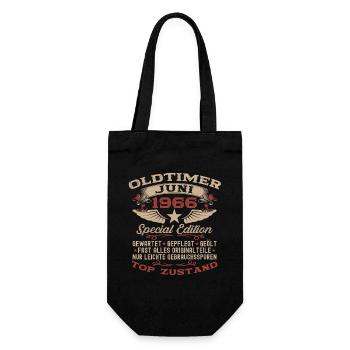 60. Geburtstag Oldtimer Juni Jahrgang 1966 - Geschenkbeutel für Flaschen - Schwarz - Vorne