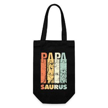 Papasaurus Rex Babysaurus Vatertag Papa geworden - Geschenkbeutel für Flaschen - Schwarz - Vorne