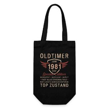 44th Birthday Oldtimer June 1981 - Gift Bag for Bottles - black - Front
