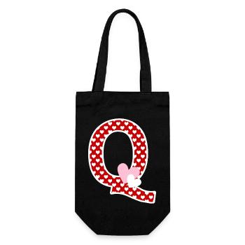 Buchstabe q Herz - Geschenkbeutel für Flaschen - Schwarz - Vorne