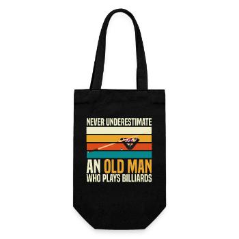 Never Underestimate An Old Man Billiards - Geschenkbeutel für Flaschen - Schwarz - Vorne