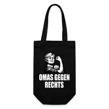 Omas gegen rechts - Geschenkbeutel für Flaschen - Schwarz - Vorne