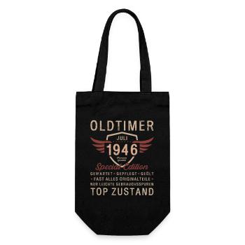 80. Geburtstag Oldtimer Juli Jahrgang 1946 - Geschenkbeutel für Flaschen - Schwarz - Vorne