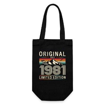 44th Birthday Original July Vintage 1981 - Gift Bag for Bottles - black - Front