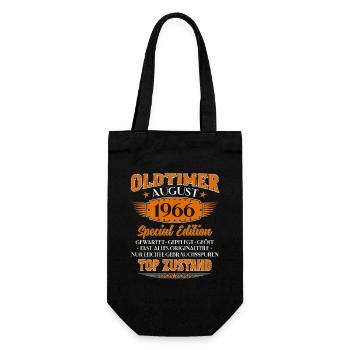 60. Geburtstag Oldtimer August Jahrgang 1966 - Geschenkbeutel für Flaschen - Schwarz - Vorne