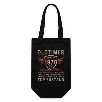 55. Geburtstag Oldtimer August Jahrgang 1970 - Geschenkbeutel für Flaschen - Schwarz - Vorne