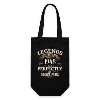 77th Birthday Legend August Born in 1948 - Gift Bag for Bottles - black - Front