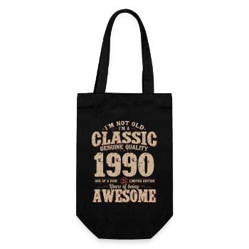 35th Birthday Gift Husband Original 1990's - Gift Bag for Bottles - black - Front