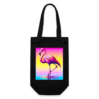 Flamingo - Geschenkbeutel für Flaschen - Schwarz - Vorne