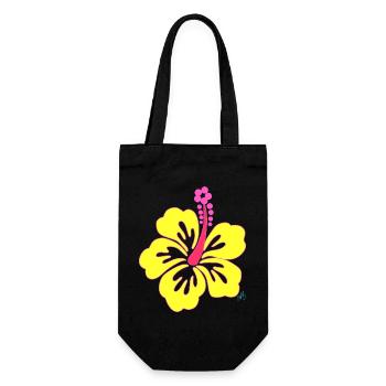 Yellow tropical Hibiscus flower - Gift Bag for Bottles - black - Front