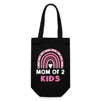 Mama von 2 Kindern Beste Mama Muttertag - Geschenkbeutel für Flaschen - Schwarz - Vorne