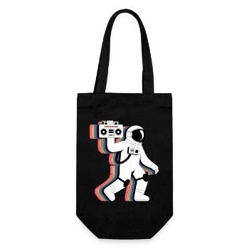 Regenbogen Astronaut Radio - Lustiges T-Shirt - Geschenkbeutel für Flaschen - Schwarz - Vorne