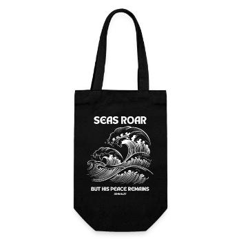 Seas Roar - Johannes 14:27 Design - Geschenkbeutel für Flaschen - Schwarz - Vorne