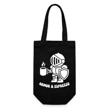 Ritter Rüstung Espresso Motiv - Geschenkbeutel für Flaschen - Schwarz - Vorne