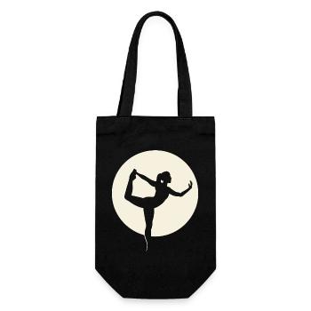 Yoga Silhouette Tänzer Pose vor Mond - Geschenkbeutel für Flaschen - Schwarz - Vorne