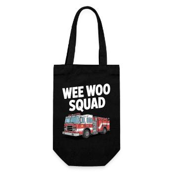 Wee Woo Squad Fire Brigade Car Rescuer Saying - Gift Bag for Bottles - black - Front