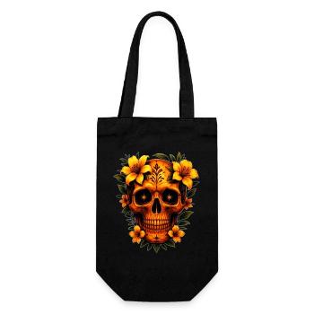 Crâne avec des fleurs - Sac à bouteille - noir - Devant