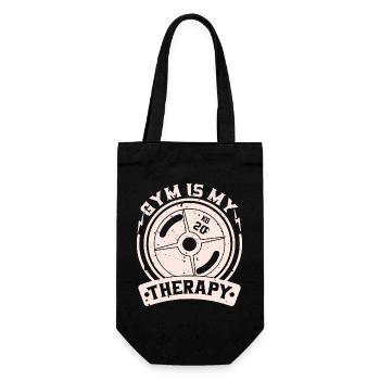 Gym is my therapy – weight plate - Gift Bag for Bottles - black - Front