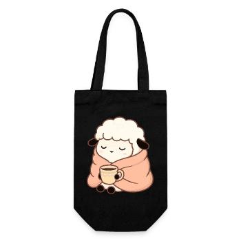 Mouton au thé – Illustration calme - Sac à bouteille - noir - Devant