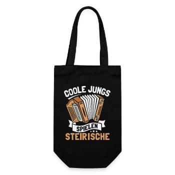 Ziehharmonika Coole Jungs Steirische Harmonika - Geschenkbeutel für Flaschen - Schwarz - Vorne