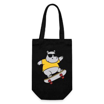 Cooles Nilpferd Skater Skateboard Vektor - Geschenkbeutel für Flaschen - Schwarz - Vorne