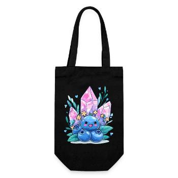 Kawaii Crystal Berry with Gemstone Flowers - Gift Bag for Bottles - black - Front