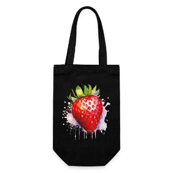 Wasserfarbene Erdbeere Spritzer - Geschenkbeutel für Flaschen - Schwarz - Vorne
