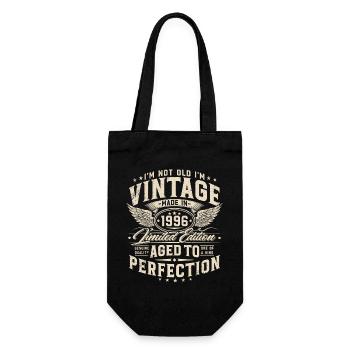 Vintage 1996 Jahrgang Geburtstag Geschenk - Geschenkbeutel für Flaschen - Schwarz - Vorne