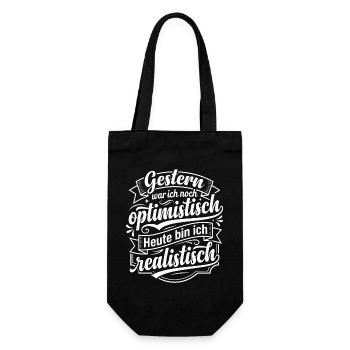 Gestern optimistisch heute realistisch - Geschenkbeutel für Flaschen - Schwarz - Vorne