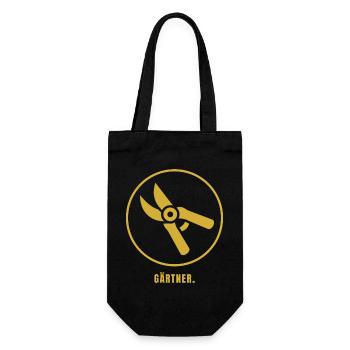 Minimalistisches Gärtner Design Gold  - Geschenkbeutel für Flaschen - Schwarz - Vorne