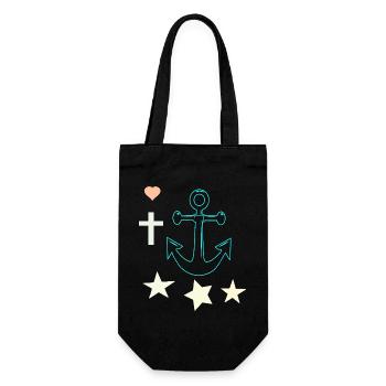 Glowing Anchor with Stars - Gift Bag for Bottles - black - Front