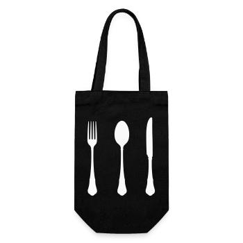 Besteck Silhouette Design - Geschenkbeutel für Flaschen - Schwarz - Vorne