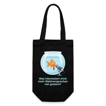 Politiker Goldfisch Wahlversprechen Amnesie Satire - Geschenkbeutel für Flaschen - Schwarz - Vorne