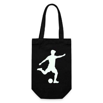 Kicker-Silhouette im Sprung - Geschenkbeutel für Flaschen - Schwarz - Vorne