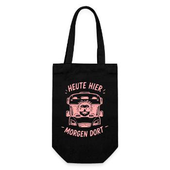 Heute Hier Morgen Dort Bus - Geschenkbeutel für Flaschen - Schwarz - Vorne