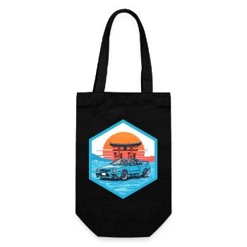 Emblème hexagonal rétro JDM R34 Torii Gate Japan des années 90 - Sac à bouteille - noir - Devant