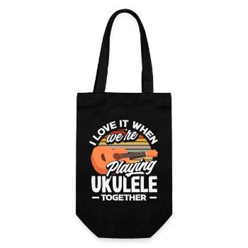 Lustiges Ukulele Designs Und Sprüche - Geschenkbeutel für Flaschen - Schwarz - Vorne