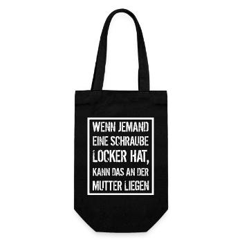 Wenn jemand eine Schraube locker hat, kann das an  - Geschenkbeutel für Flaschen - Schwarz - Vorne