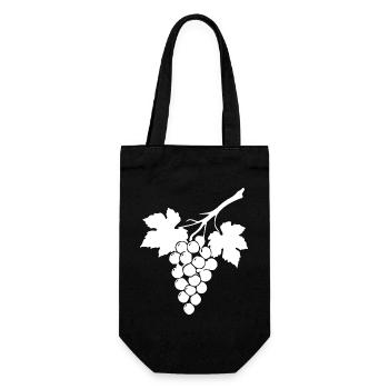Weiße Weinrebe Weintrauben Geschenk Weintrinker  - Geschenkbeutel für Flaschen - Schwarz - Vorne