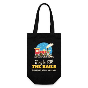 Jingle All the Rails Modelleisenbahn-Weihnachten - Geschenkbeutel für Flaschen - Schwarz - Vorne