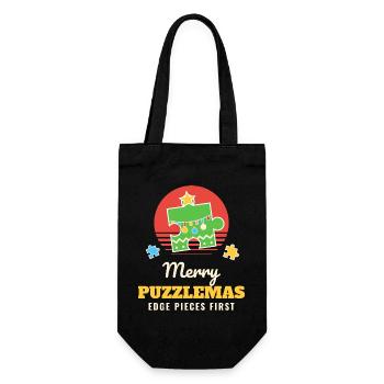 Fröhliche Puzzlemas Lustiges Puzzlepuzzle Weihnachten - Geschenkbeutel für Flaschen - Schwarz - Vorne