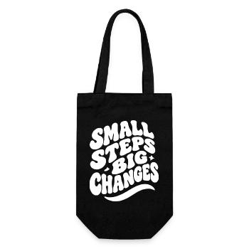 Small Steps Big Changes - Geschenkbeutel für Flaschen - Schwarz - Vorne