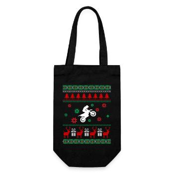 Ugly Christmas Sweater Motorrad Geschenk Weihnacht - Geschenkbeutel für Flaschen - Schwarz - Vorne