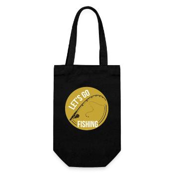 Let´s go fishing - Angler T-Shirt mit Angelrute - Geschenkbeutel für Flaschen - Schwarz - Vorne