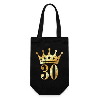 30. Geburtstag Krone (Vintage Goldgelb) - Geschenkbeutel für Flaschen - Schwarz - Vorne