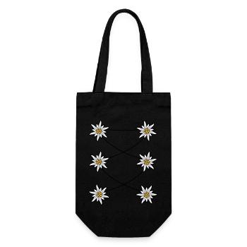 Dirndl Schuerze Edelweiss - Geschenkbeutel für Flaschen - Schwarz - Vorne