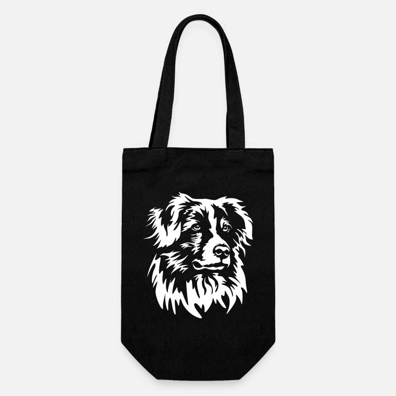 Australian Shepherd Kopf "Black Edition" - Geschenkbeutel für Flaschen - Schwarz