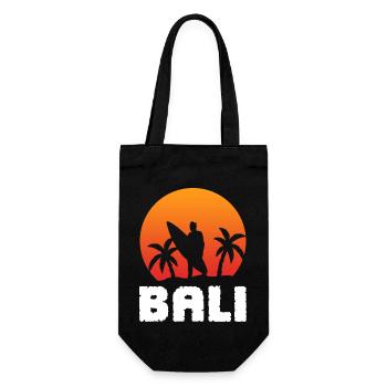 Bali Surfer Surfen Surfergirl Surfbrett - Geschenkbeutel für Flaschen - Schwarz - Vorne