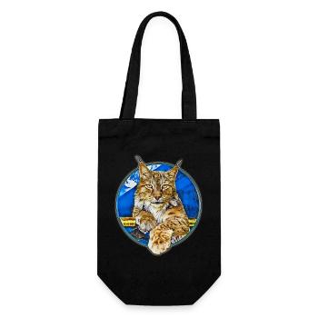 Luchs Wildkatze Freiheit - Geschenkbeutel für Flaschen - Schwarz - Vorne