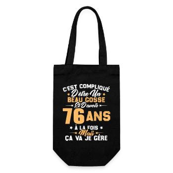 Cadeau d'anniversaire Beau gosse et d'avoir 76 ans - Sac à bouteille - noir - Devant